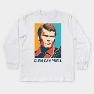 Glen Campbell •• Retro Illustration Kids Long Sleeve T-Shirt